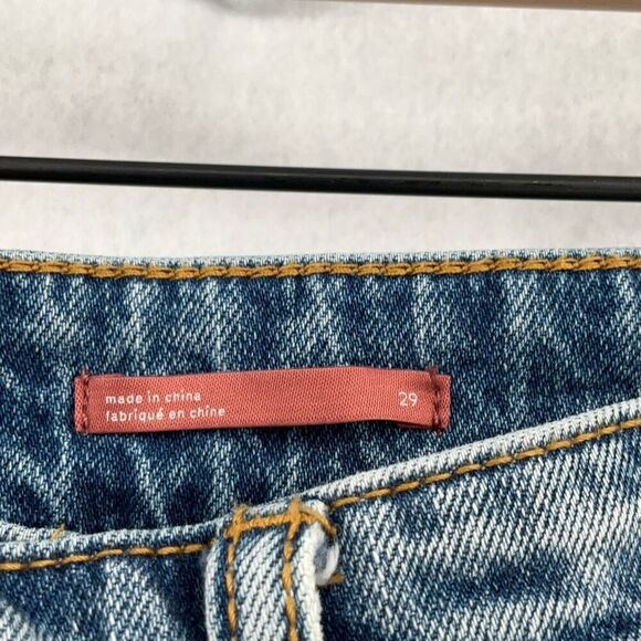 Anthropologie Pilcro Light Wash Blue Denim Mid-Thigh Frayed Bermuda Shorts Sz 29 - Picture 3 of 10